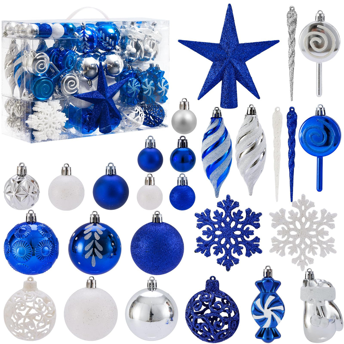 Tngan boîtes et boules devant, assortiment visible pour une décoration homogène