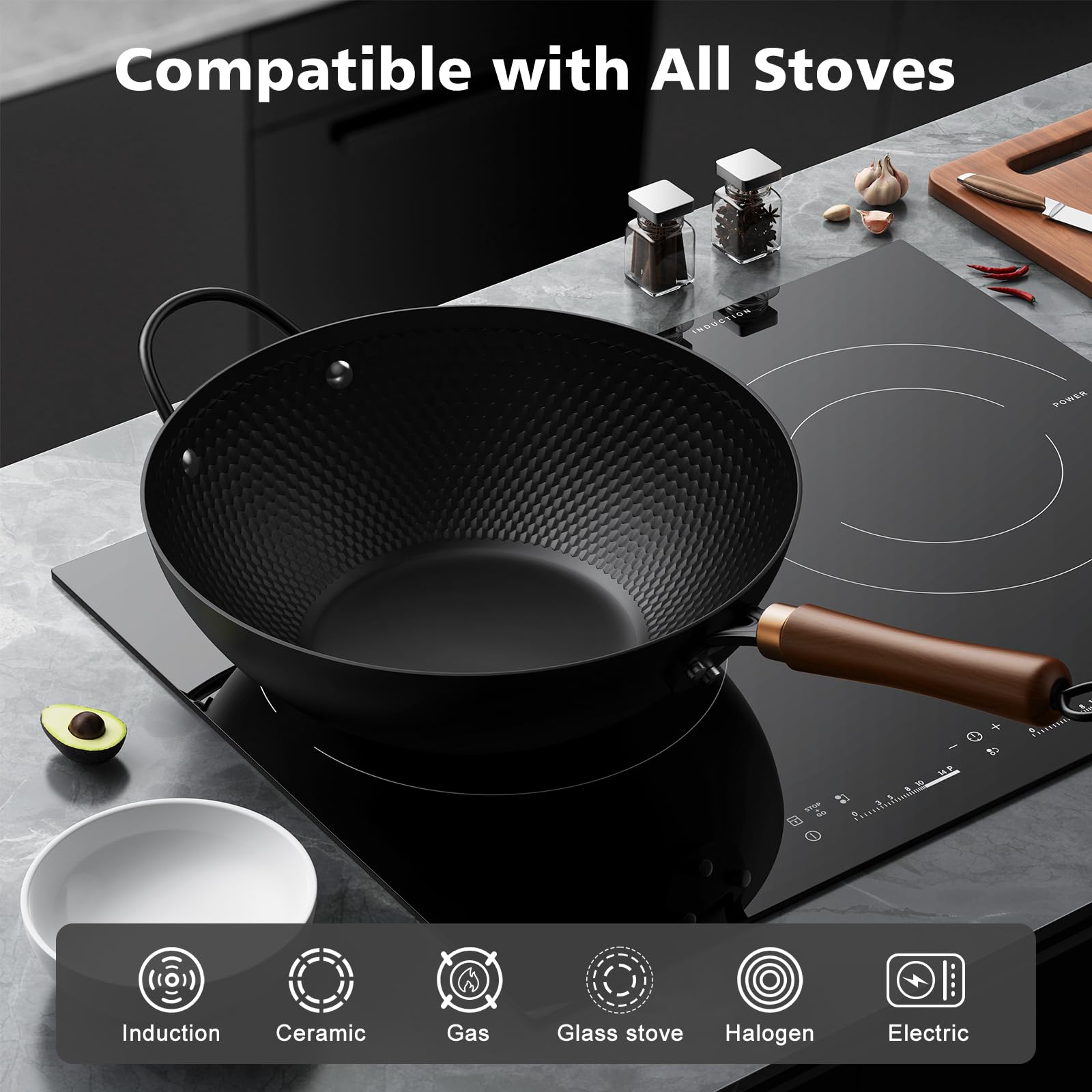 Todlabe wok comparaison taille à une assiette pour évaluer capacité