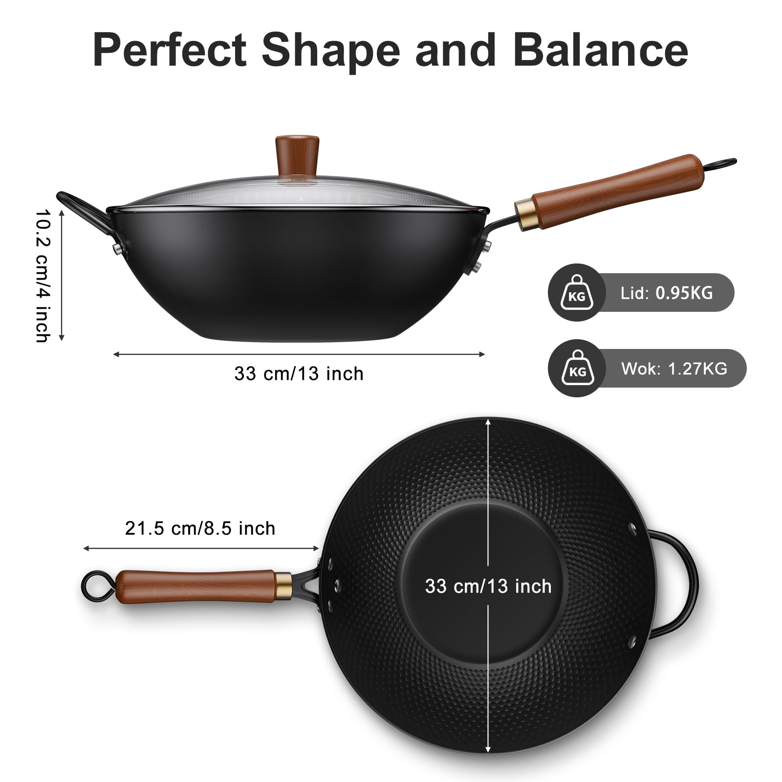 Todlabe wok couvercle en verre permettant contrôle visuel cuisson