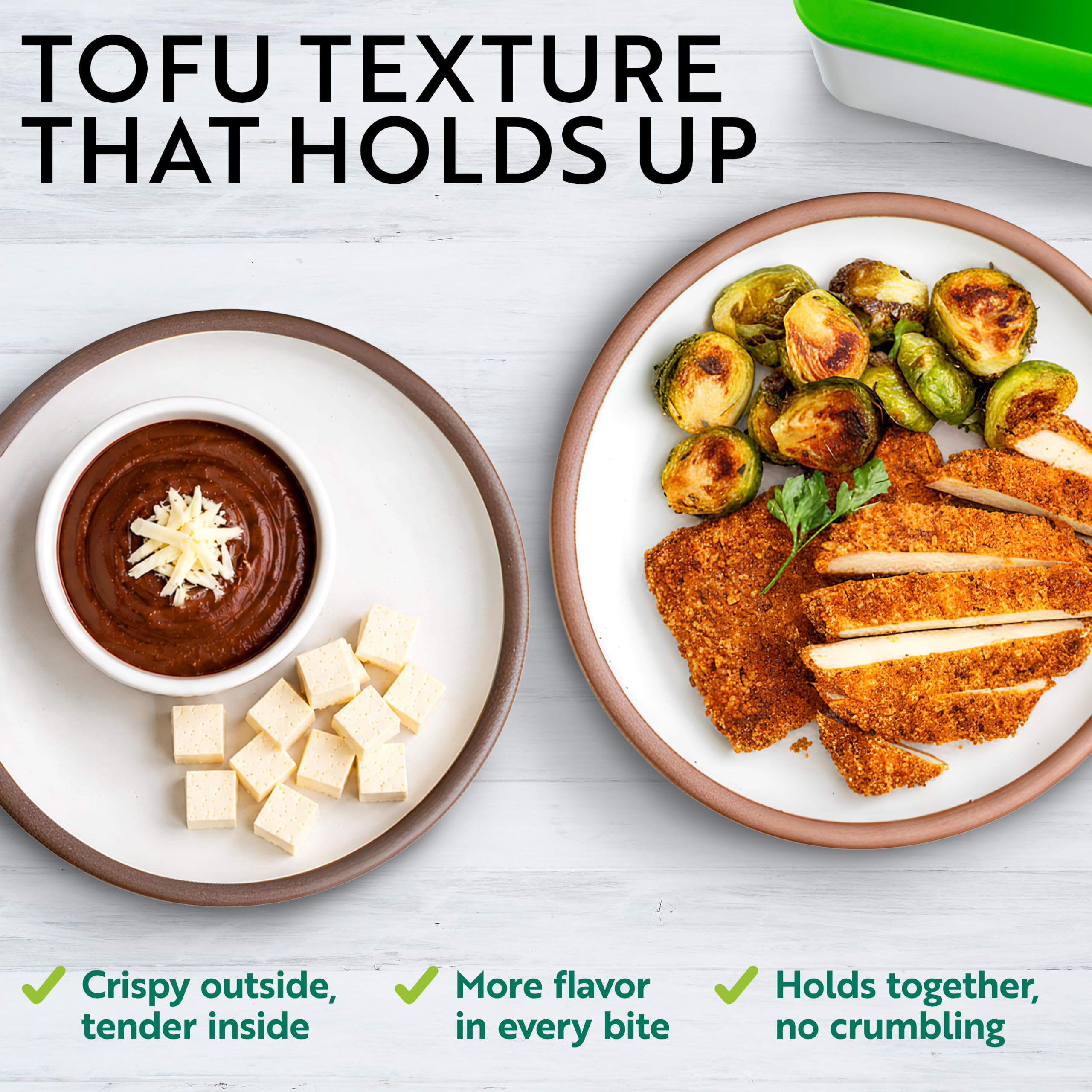 Tofuture tofu sauté montrant résultat croustillant après pressage