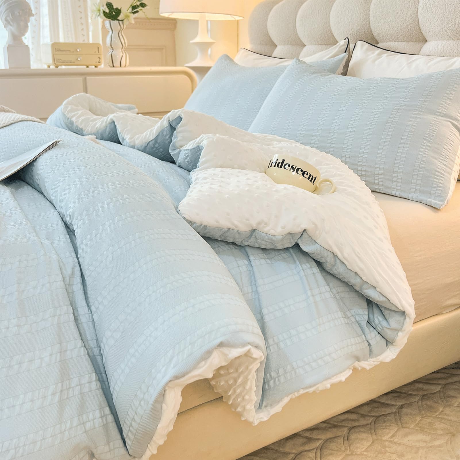 tohrisa couette face rayures seersucker pour style élégant et respirabilité