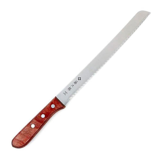 Tojiro couteau à pain face entière montrant finition et tranchant durable