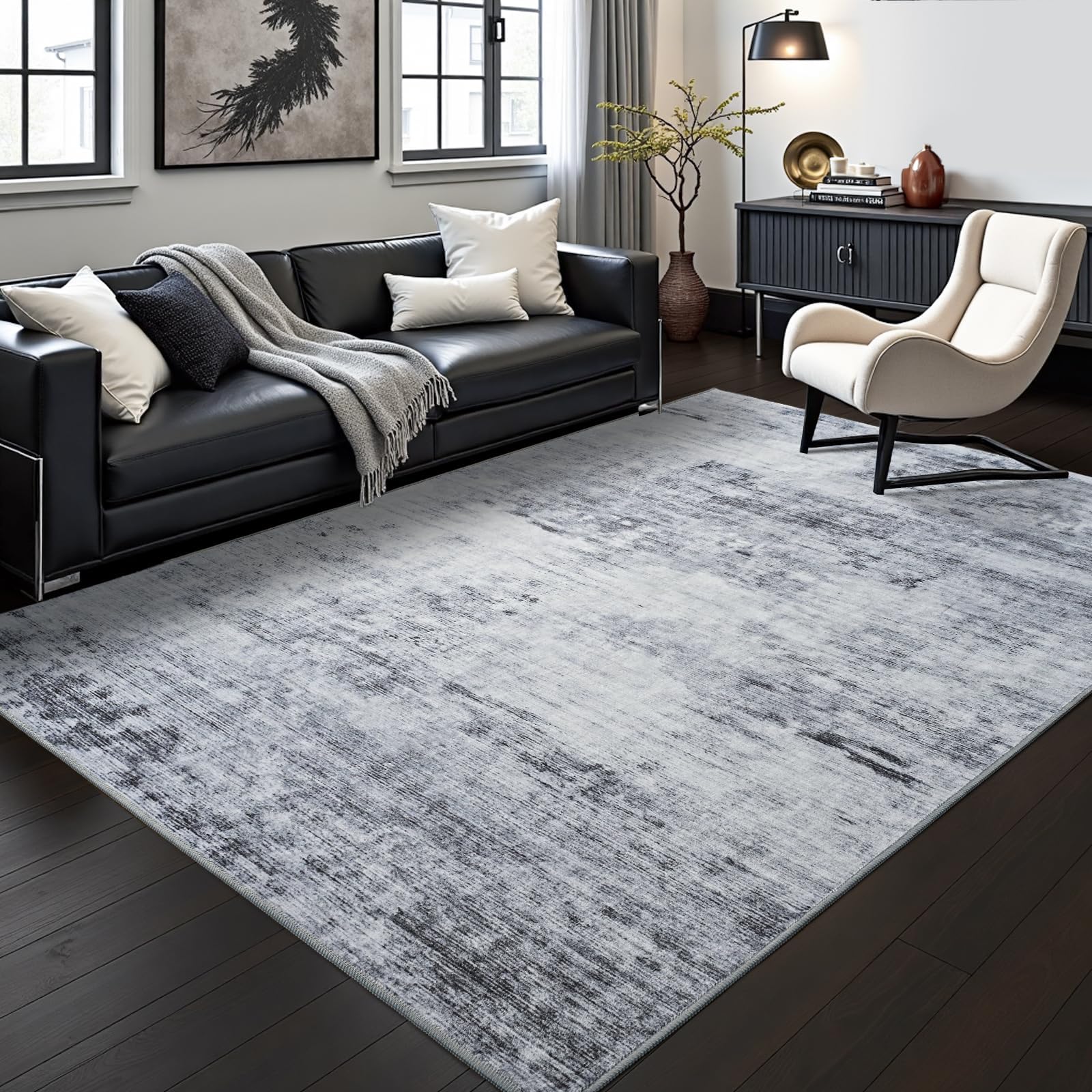 Toneed vue avant du tapis gris 48x72 offrant confort visuel et neutralité