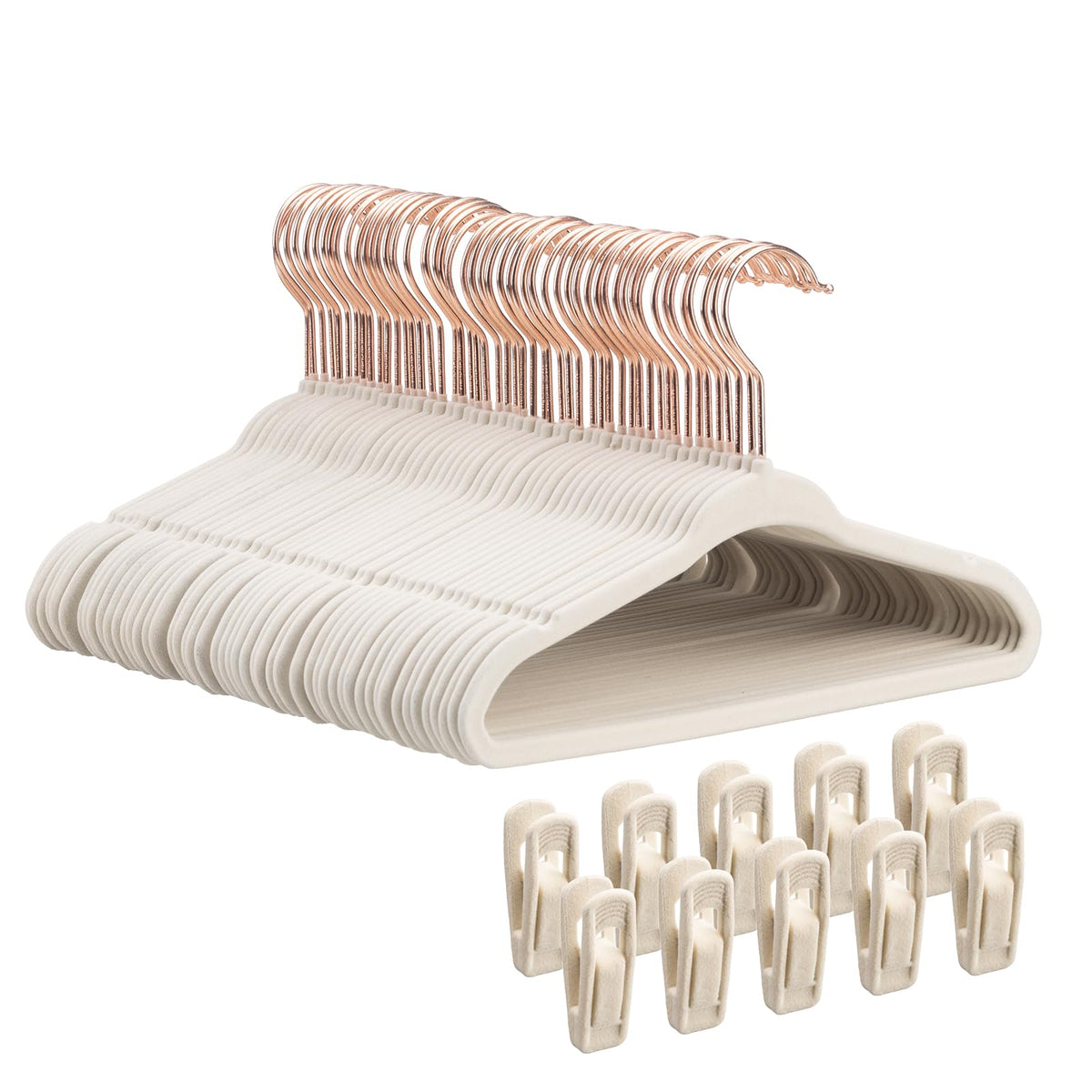 Tonswachic lot de 50 cintres beige vue avant pour rénovation penderie