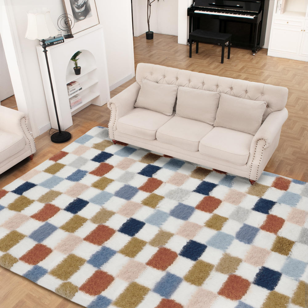TOOHUB tapis devant un canapé modernisant le salon et ajoutant confort