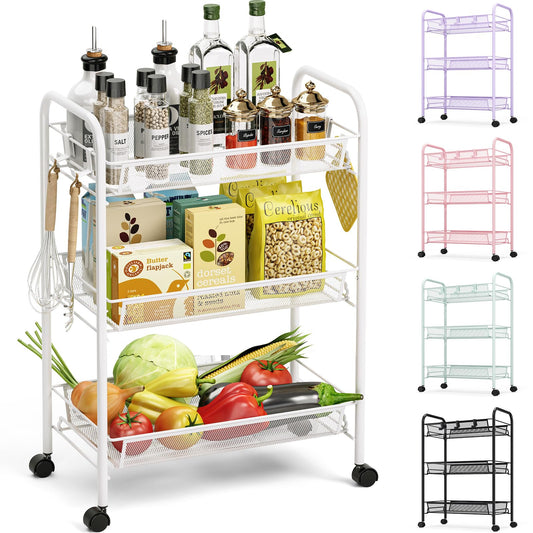 TOOLF chariot face blanc montrant trois paniers, organise l’espace efficacement