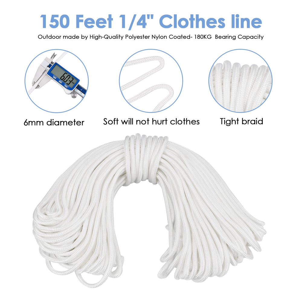 Câble polyester TooTaci tendu montrant résistance et maintien du linge