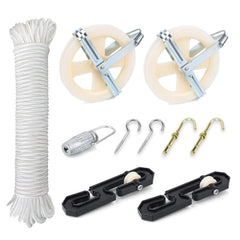 TooTaci kit corde à linge vue frontale montrant tous les composants et robustesse