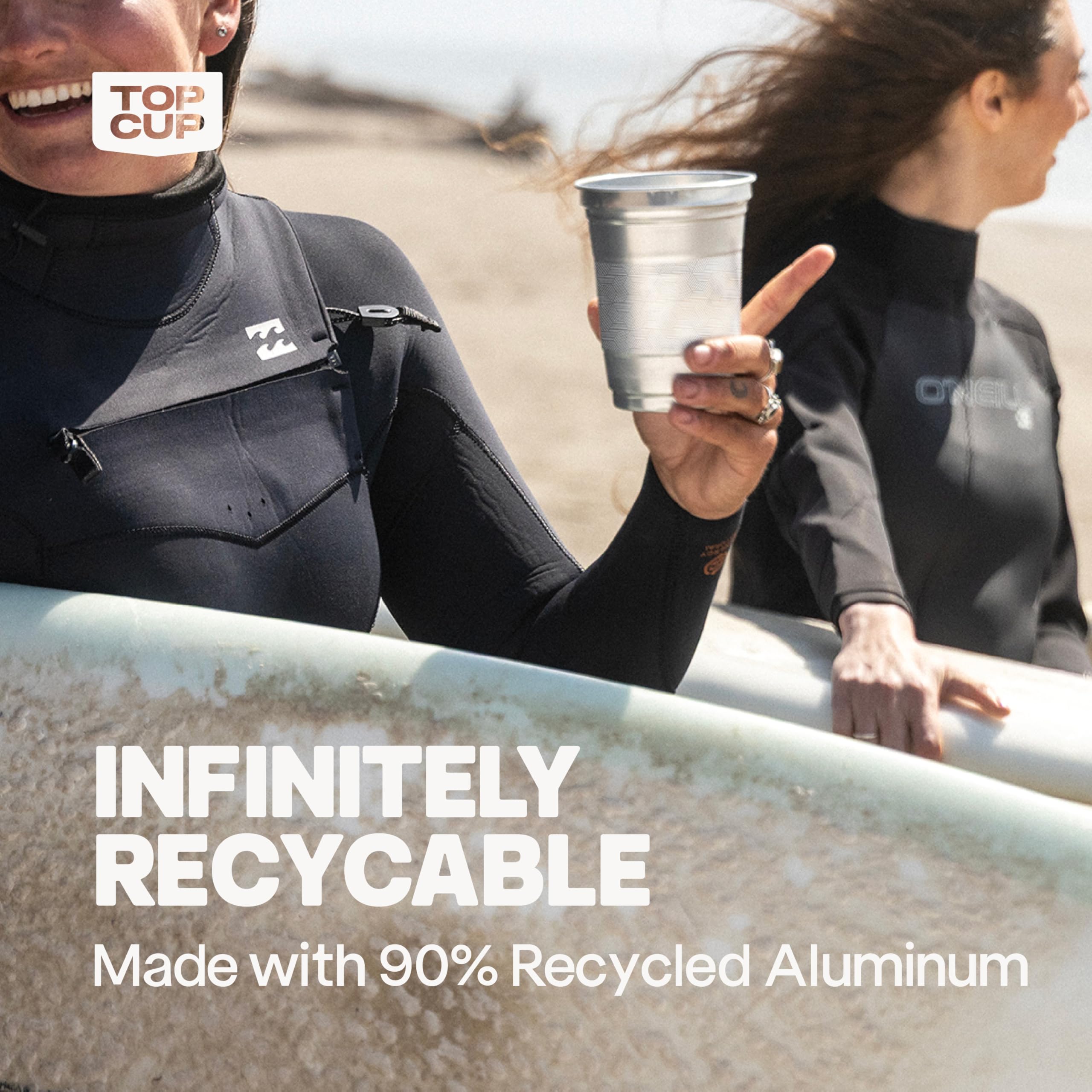 Top Cup détail étiquette indique fabrication USA fiable