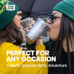 Top Cup utilisé à une fête extérieure pour convivialité