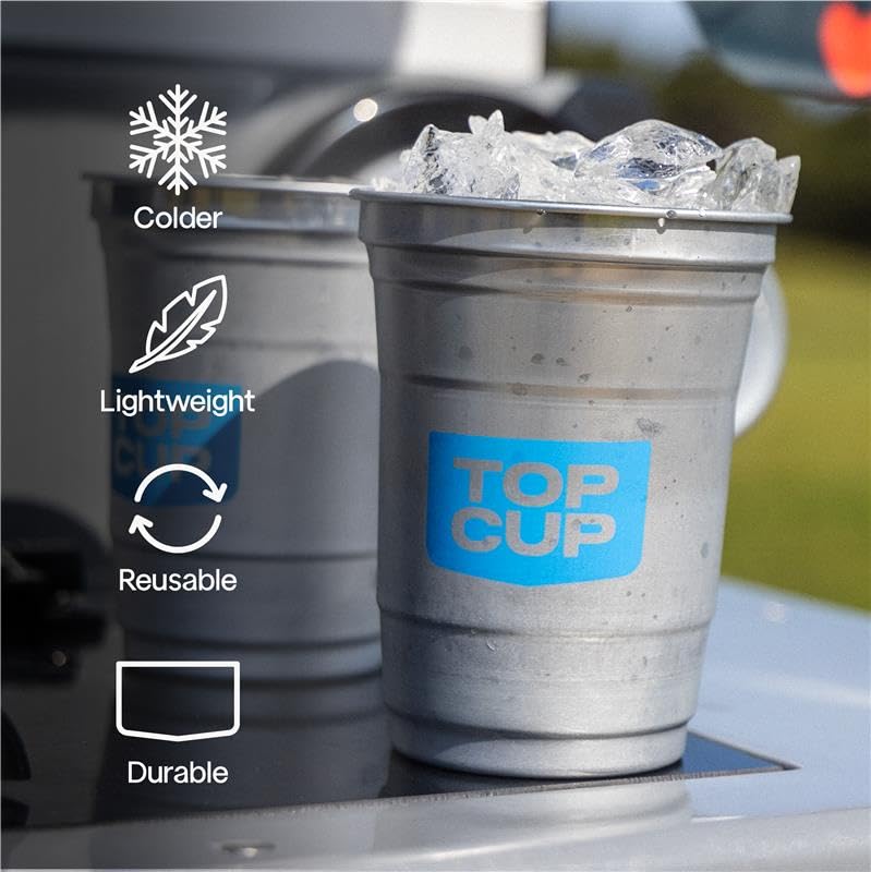 Top Cup gros plan matériau aluminium montrant fraîcheur