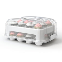 Top Shelf Elements boîte ouverte montrant 24 cupcakes, transport sécurisé