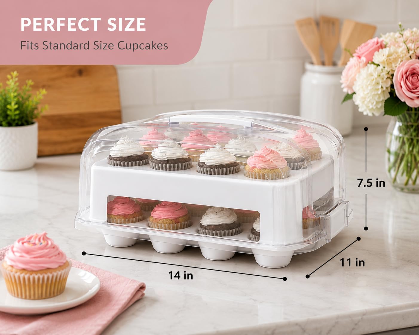 Top Shelf Elements gros plan des alvéoles profondes, maintien des cupcakes