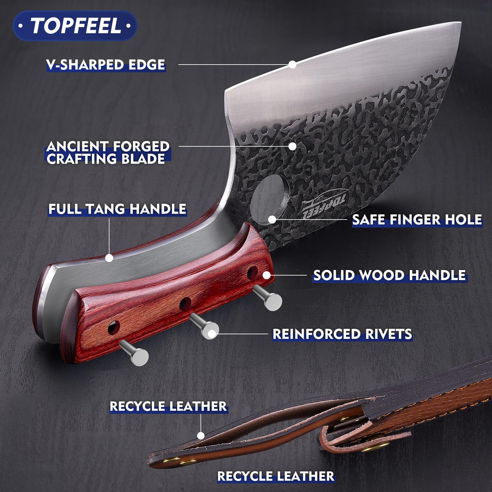 Topfeel ensemble complet exposé avec mini couteau et pochette