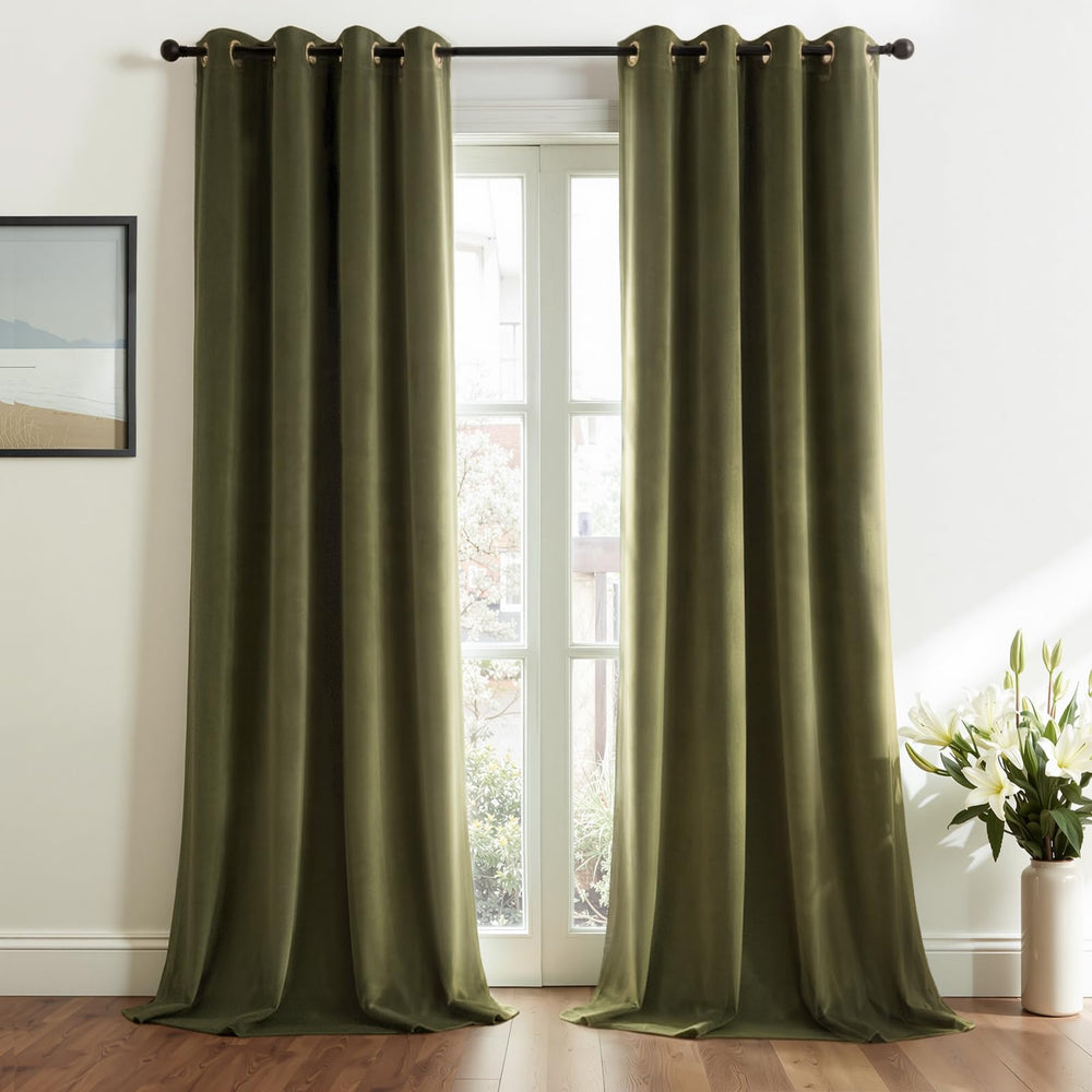 Topfinel rideau velours vert olive vue avant, ajoute élégance à la pièce