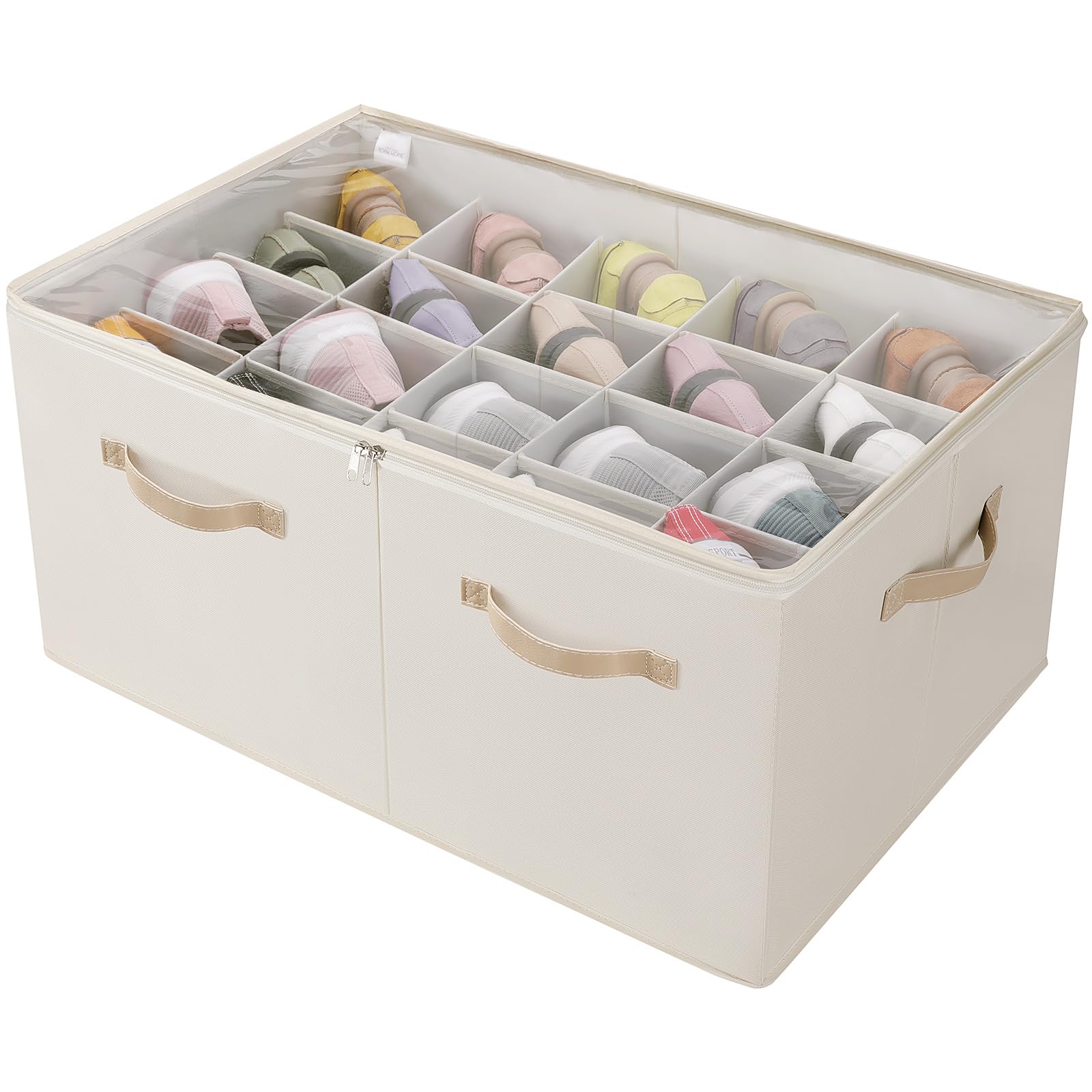 TOPIA HOME face avant de la boîte beige montrant rangement ordonné