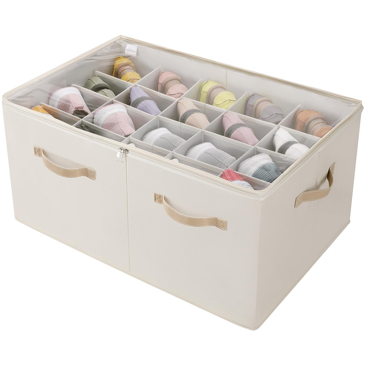TOPIA HOME face avant de la boîte beige montrant rangement ordonné