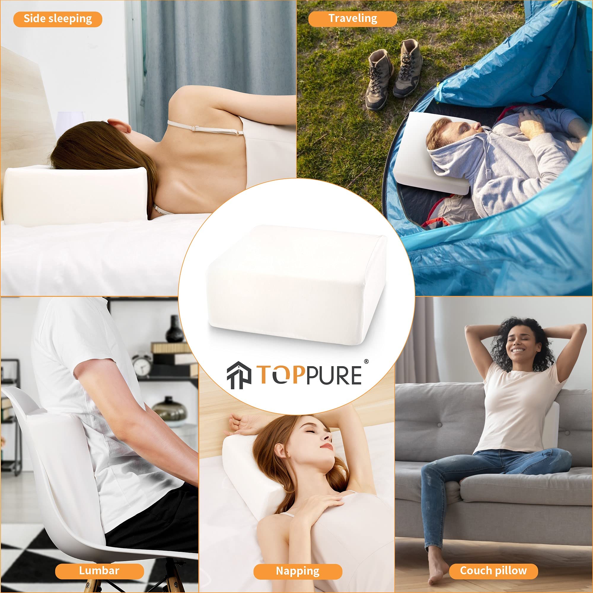 TOPPURE oreiller utilisé sur un lit par un dormeur latéral pour alignement du cou