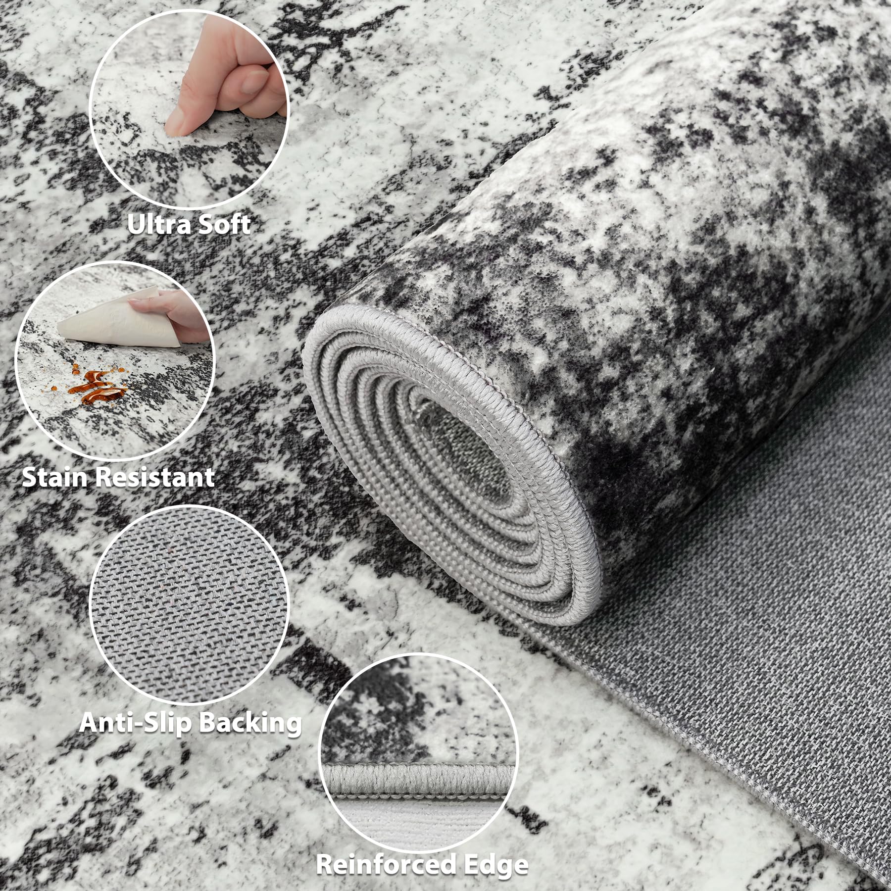 Tosuoka tapis à l'échelle près d'un canapé montrant dimensions réelles