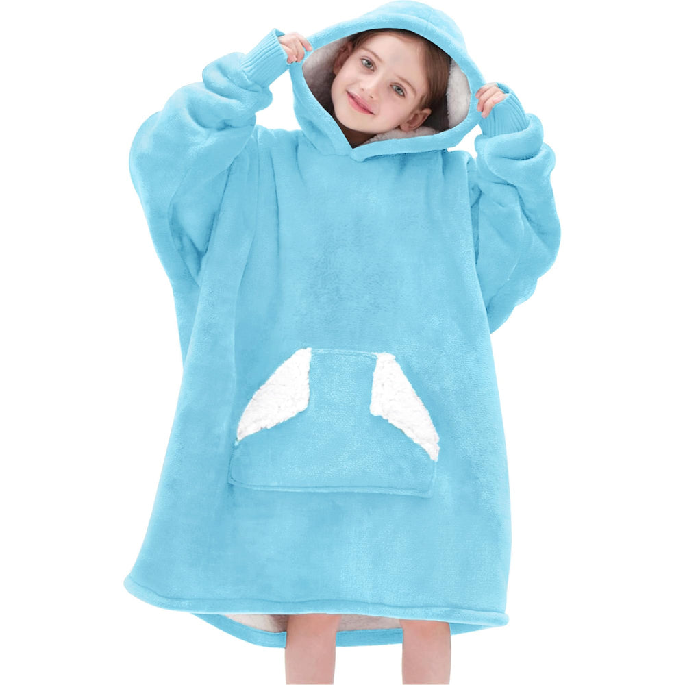 Touchat vue avant du sweat couverture bleu, chaleur et confort immédiat