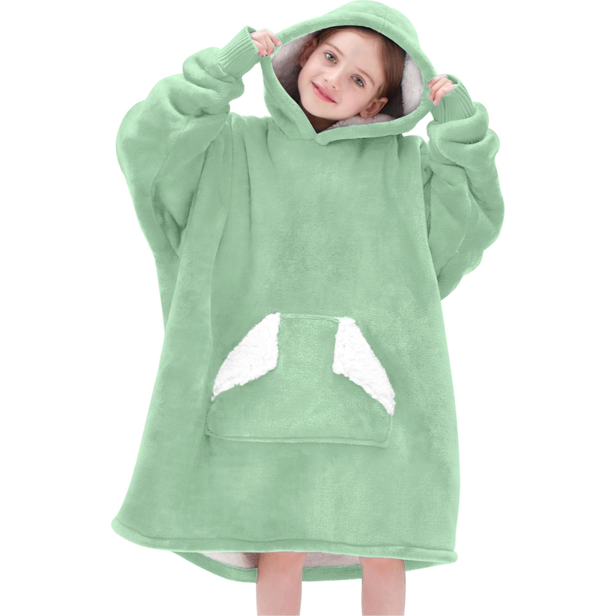 Touchat vue de face en vert clair montrant coupe oversize et confort