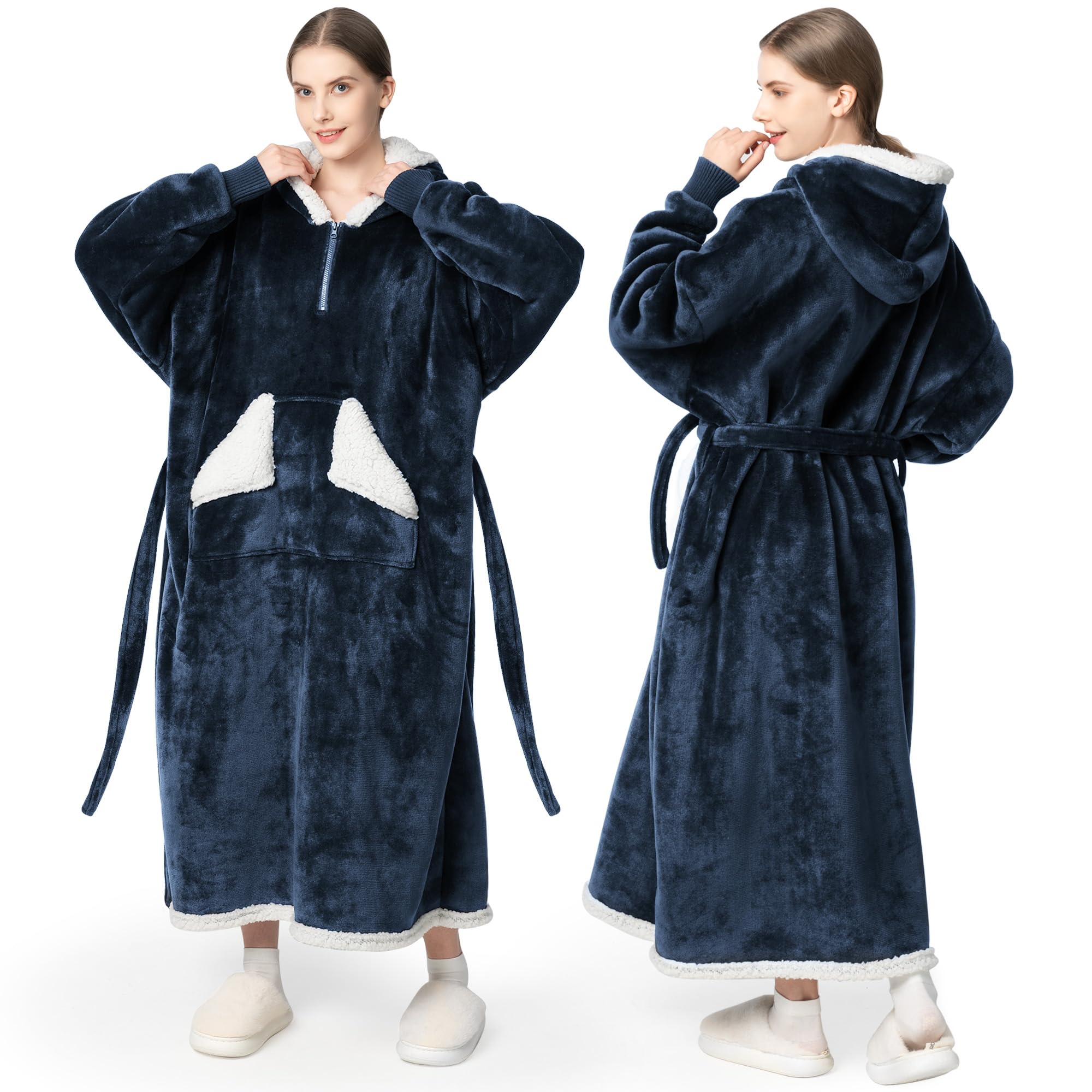 Touchat hoodie devant montrant coupe longue et chaleur enveloppante