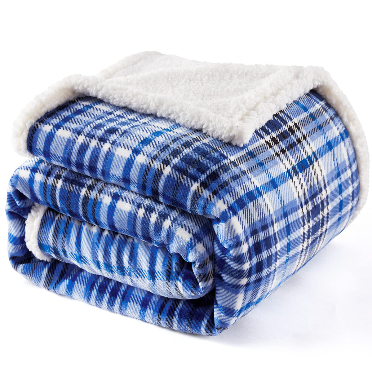 Touchat plaid face avant affichant motif bleu plaid et bénéfice décoratif