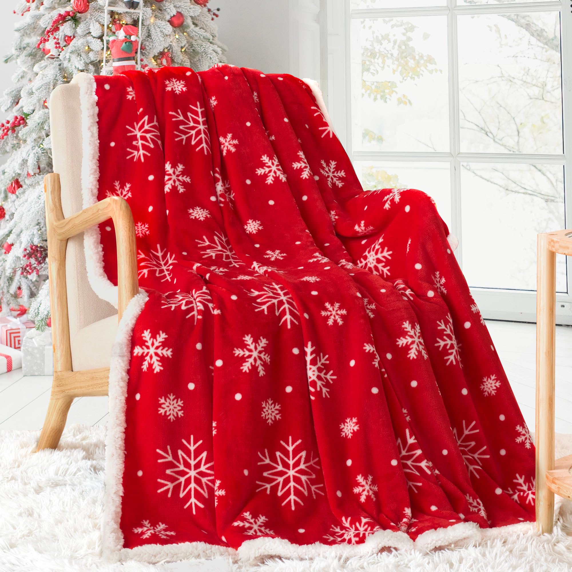 Touchat plaid de Noël face imprimée, ajoute style festif au salon