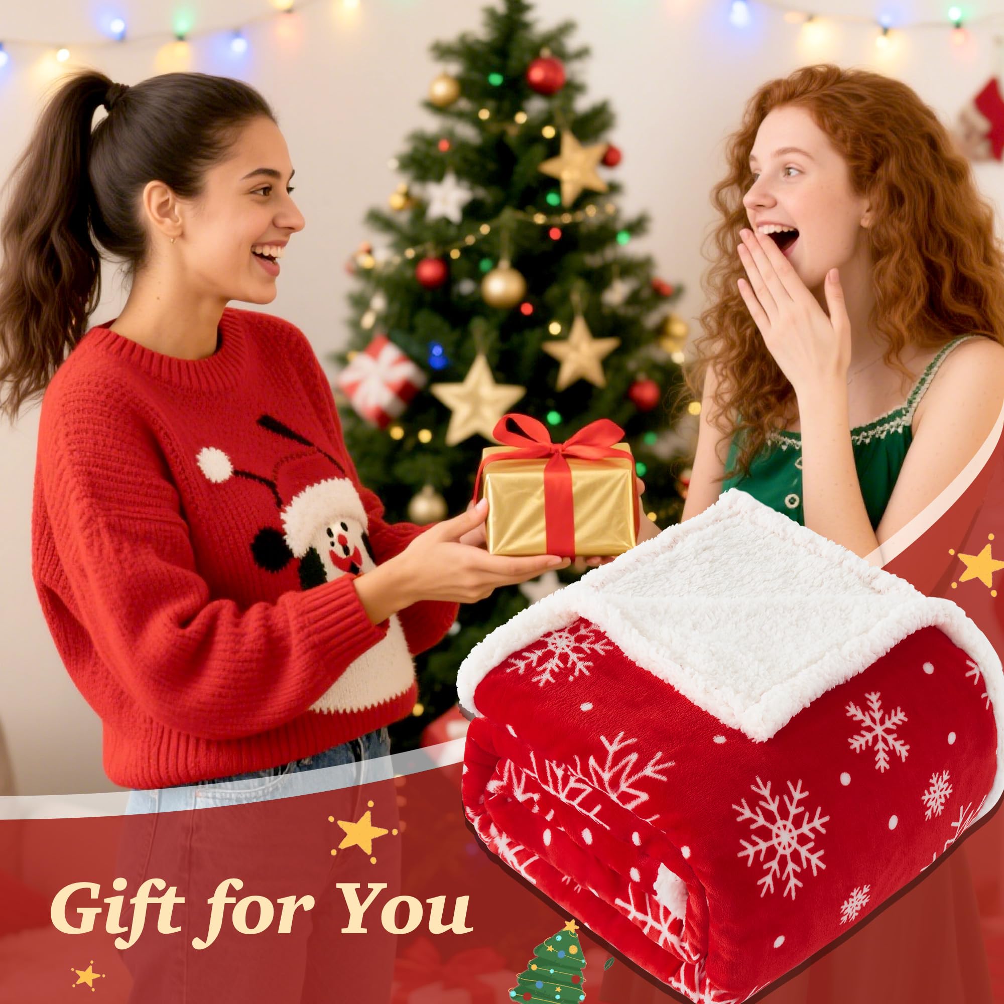 Touchat plaid de Noël posé sur canapé, transforme la déco hivernale