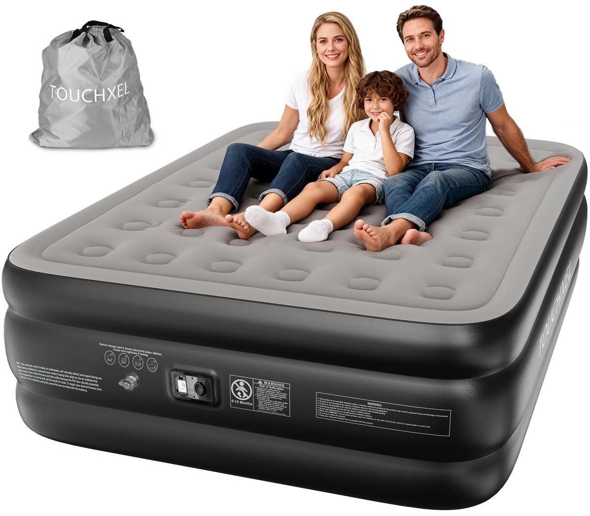 TOUCHXEL face avant du matelas Queen montrant hauteur et confort
