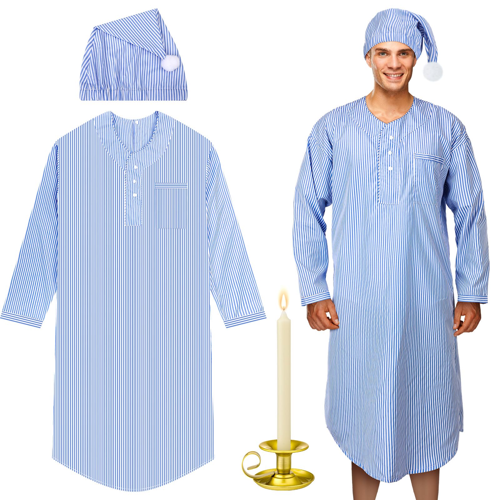 Toulite chemise de nuit devant rayée montrant confort et style vintage