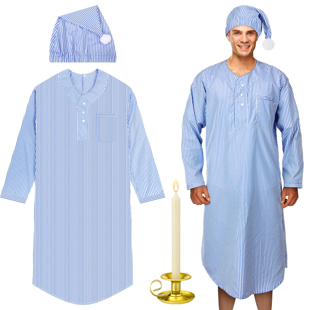 Toulite chemise de nuit devant rayée montrant confort et style vintage