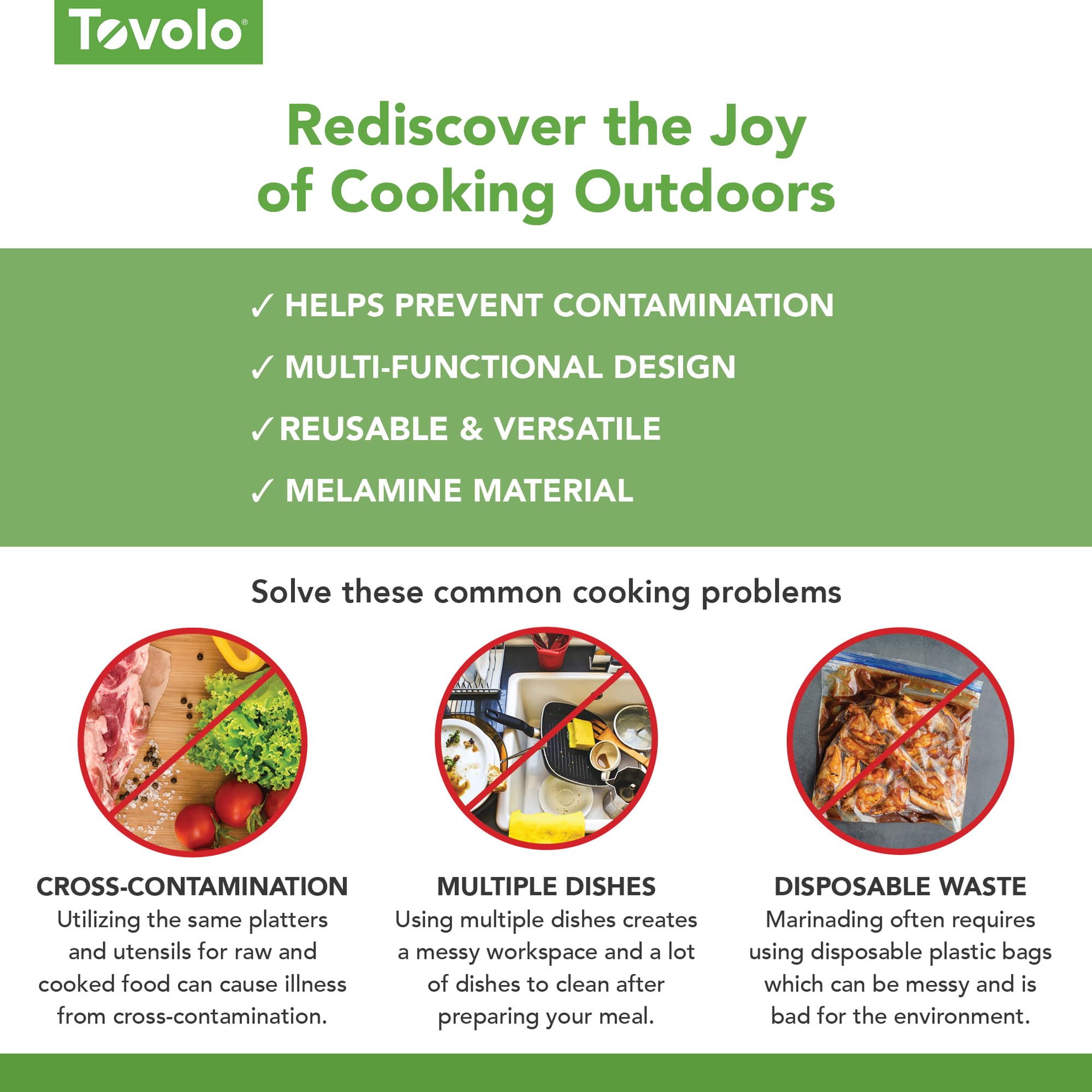 Tovolo bac mariner en usage montrant immersion uniforme des steaks pour une marinade efficace
