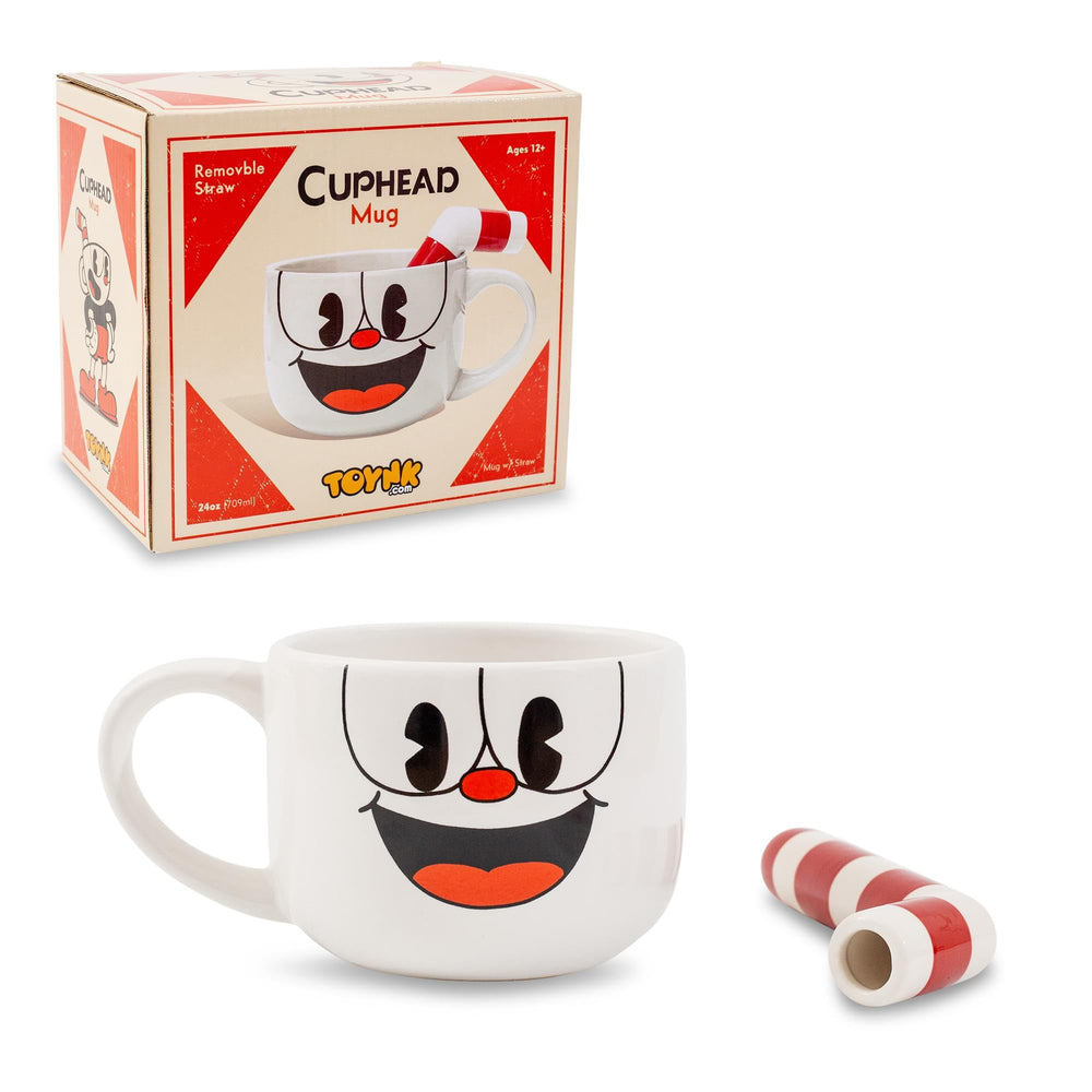 Toynk Cuphead gros plan sur la céramique et détails fidèles du design