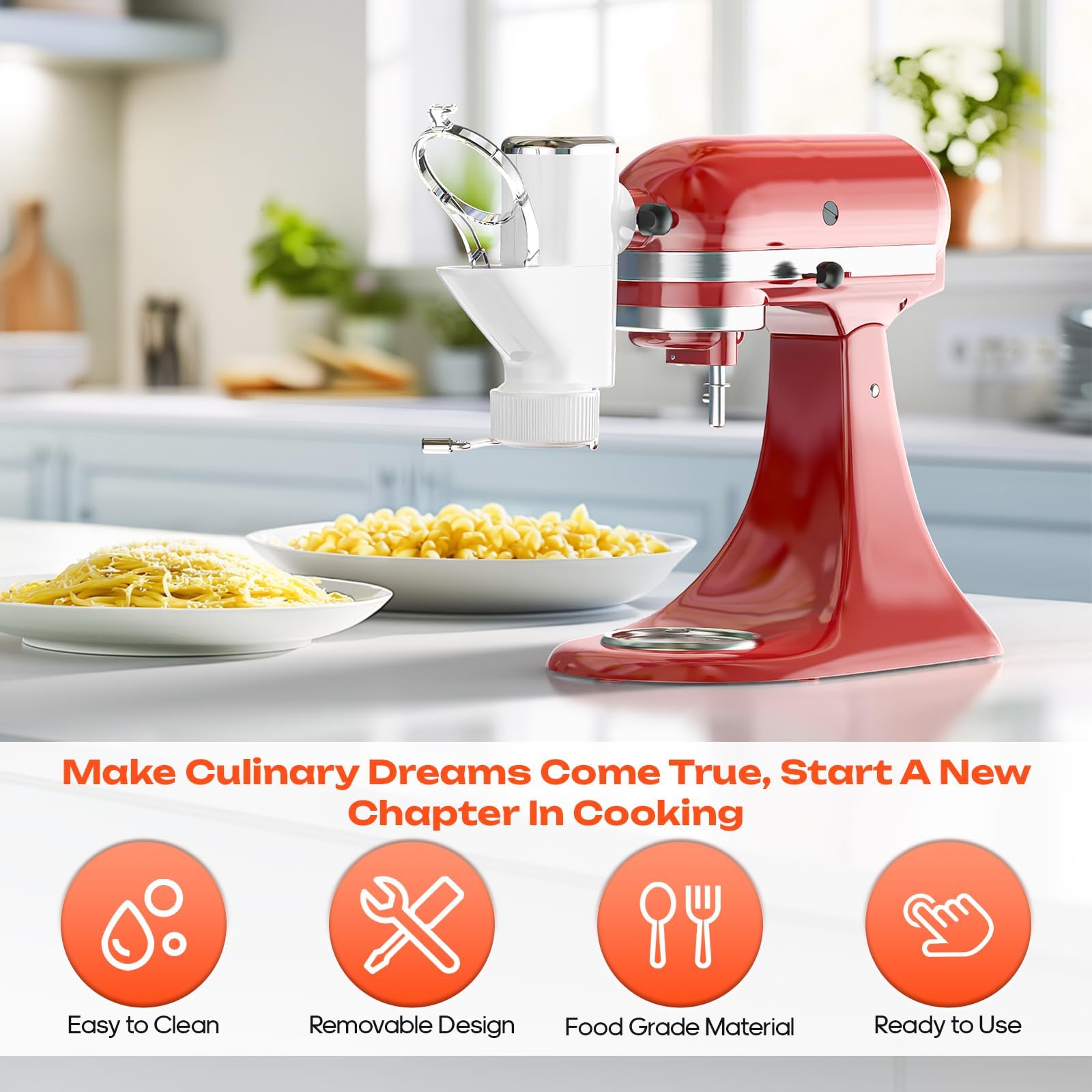 TPGSING presse en usage avec KitchenAid facilitant production de pâtes maison