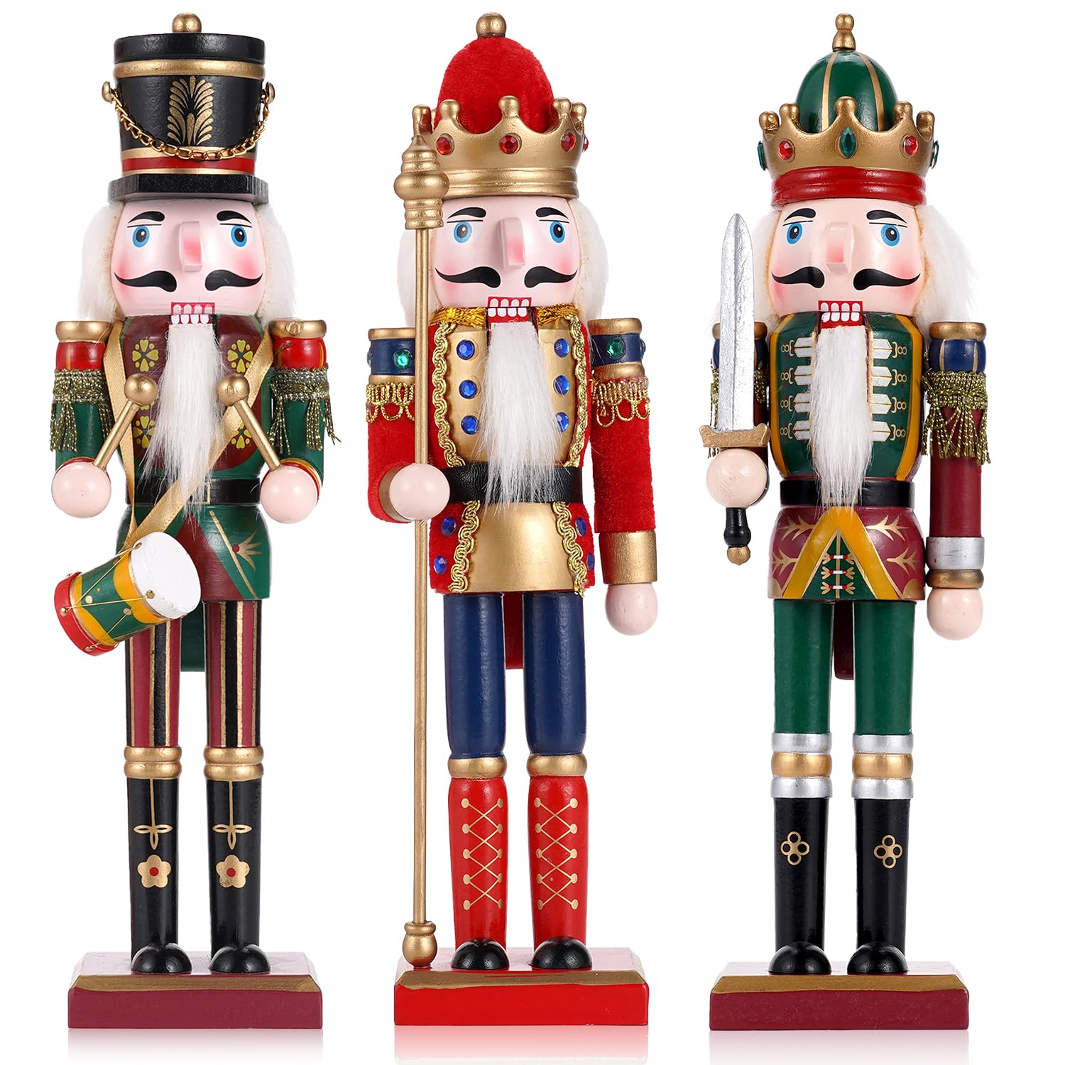Tpudn ensemble face montrant trois casse-noisettes traditionnels pour décoration chaleureuse