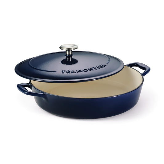 Tramontina braisière bleue vue de face élégante et durable pour service à table