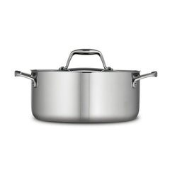Tramontina détail tri‑ply montrant noyau aluminium pour chaleur uniforme