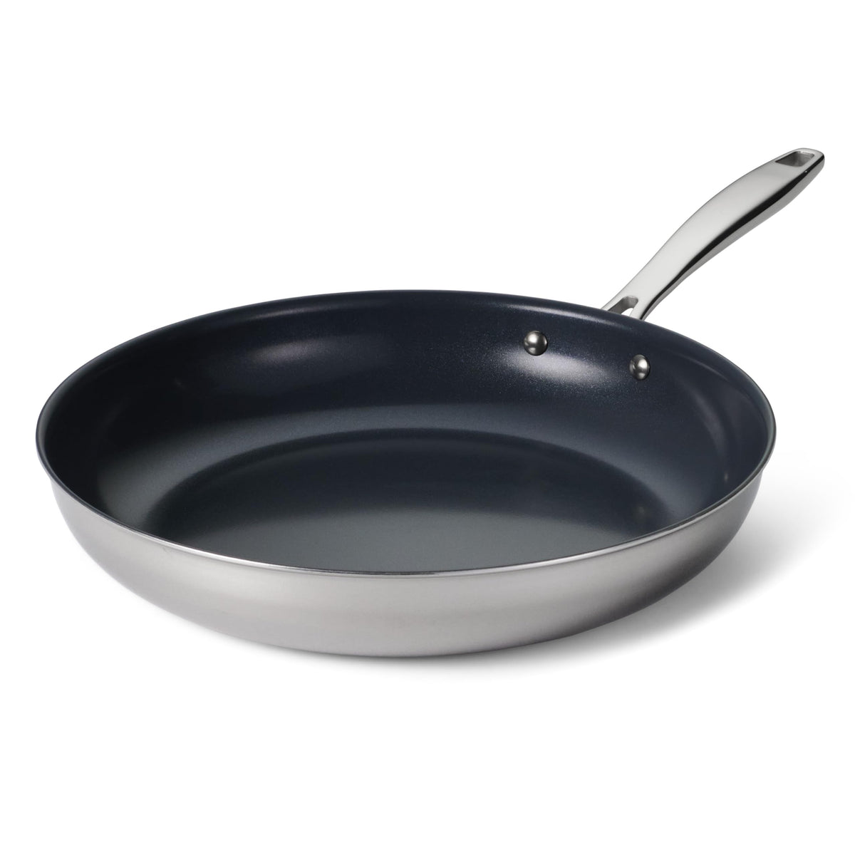 Tramontina poêle 12" vue de face montrant la large surface de cuisson et robustesse