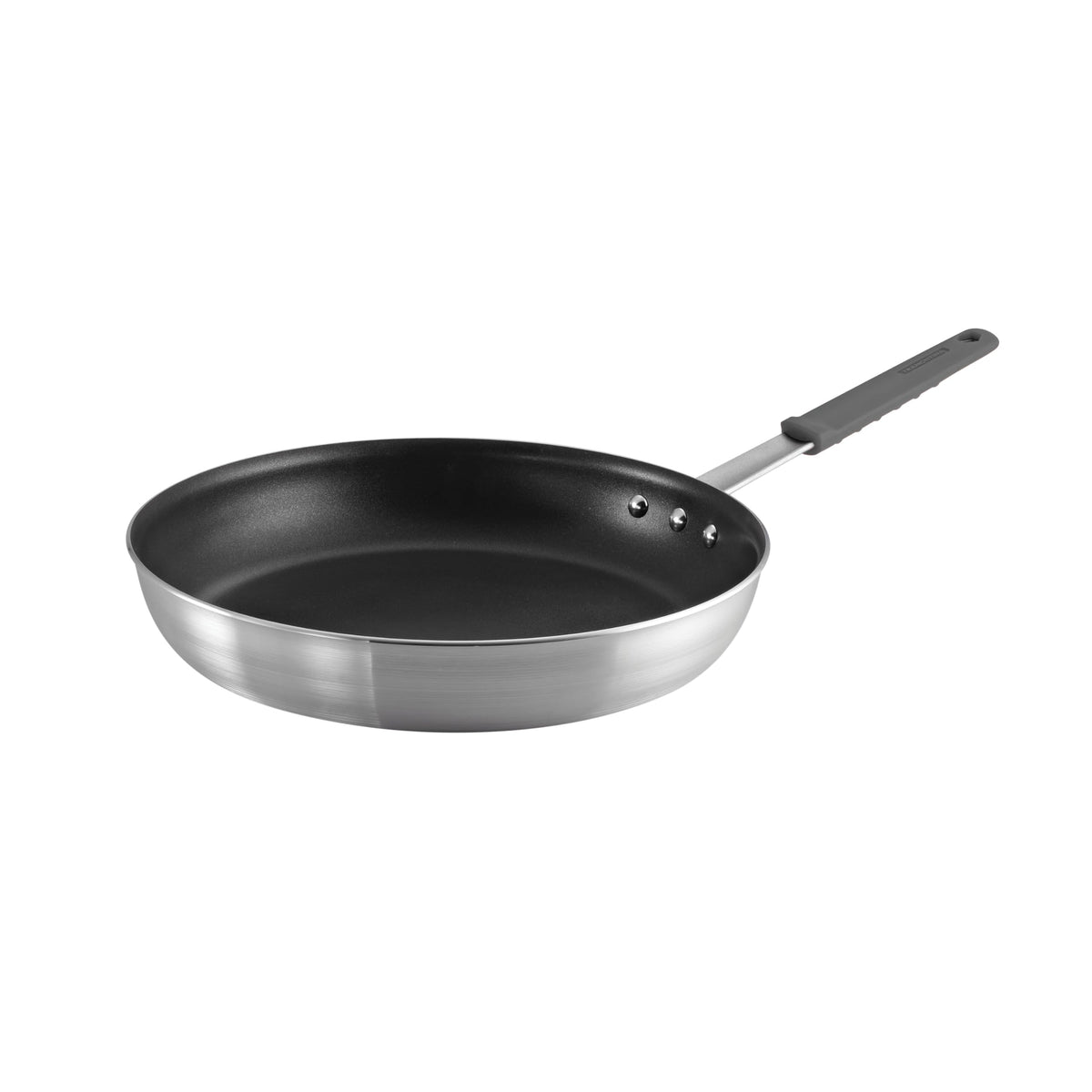 Tramontina poêle 14 pouces vue de face montrant grande surface et finition aluminium pour cuisiner plus