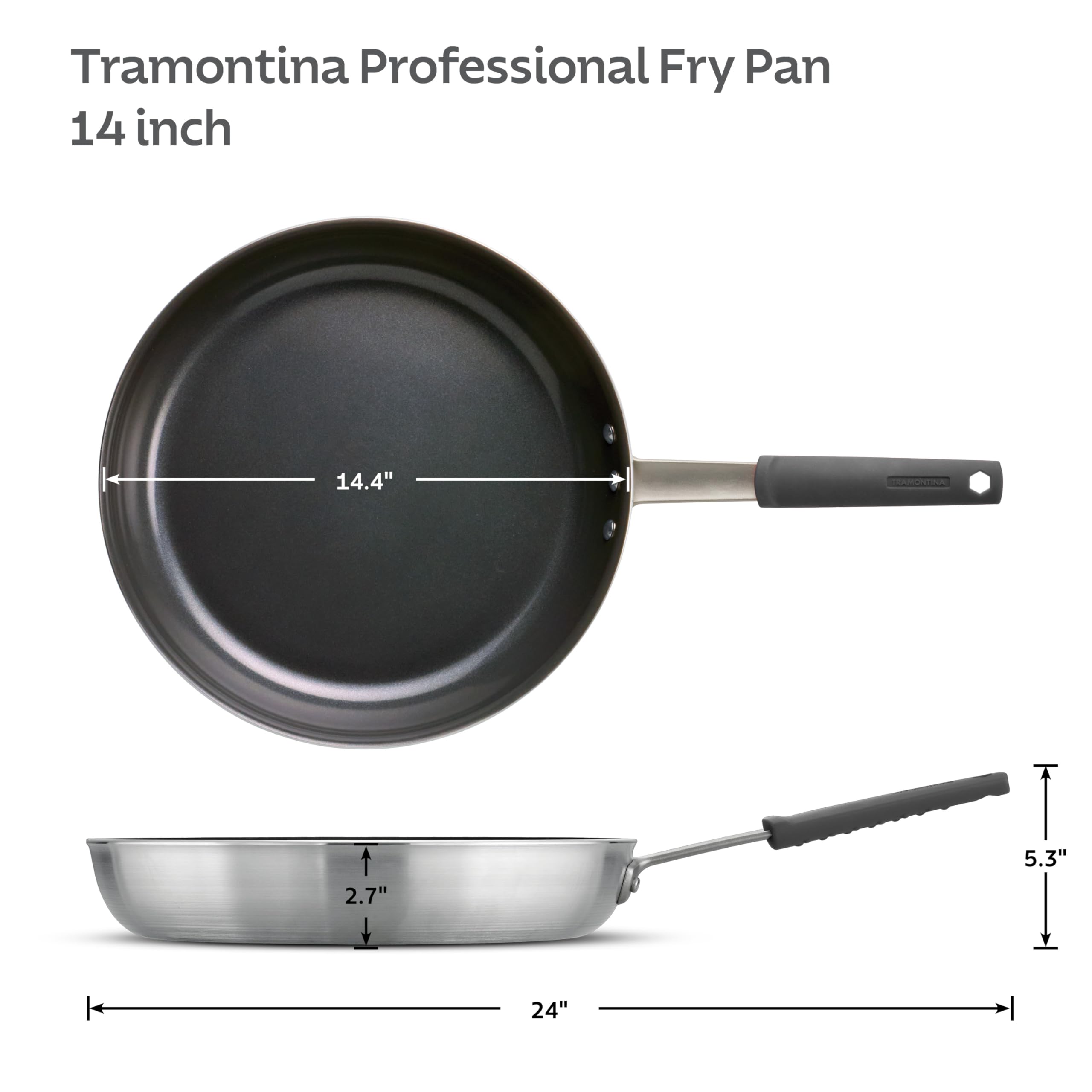 Tramontina poignée acier inox avec manchon silicone amovible pour prise sûre et confort lors de la cuisson
