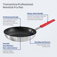 Tramontina poignée inox avec sleeve silicone pour prise sûre et confortable