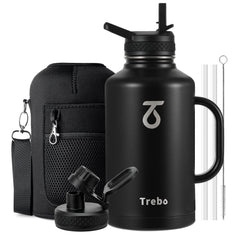 Trebo vue devant bouteille 64 oz montrant design robuste et finition