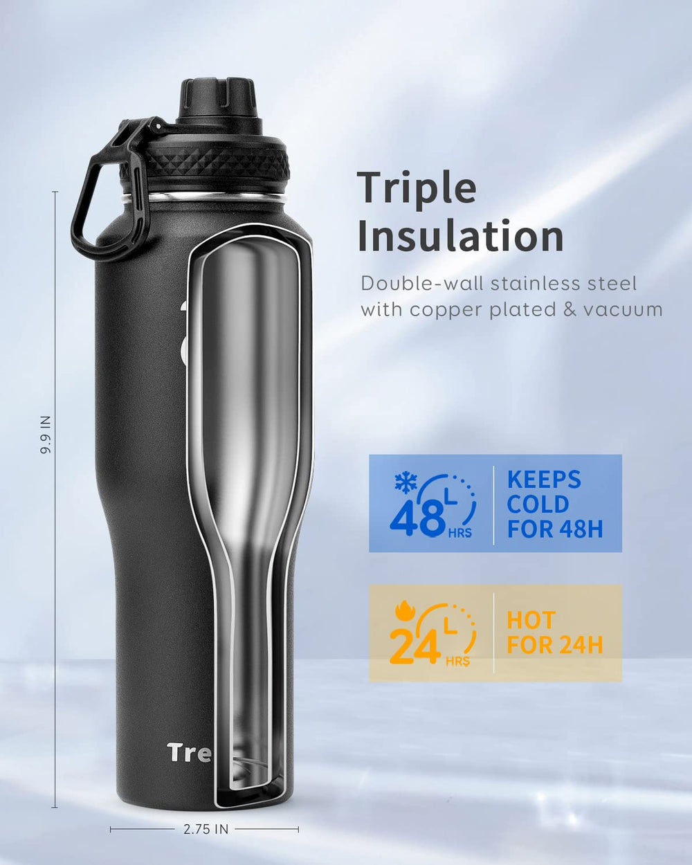 Trebo bouchon paille relevable montrant débit pratique sans renversement