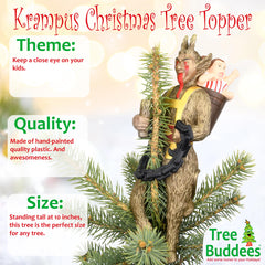 Tree Buddees Krampus gros plan peinture à la main montrant finition réaliste bénéfique