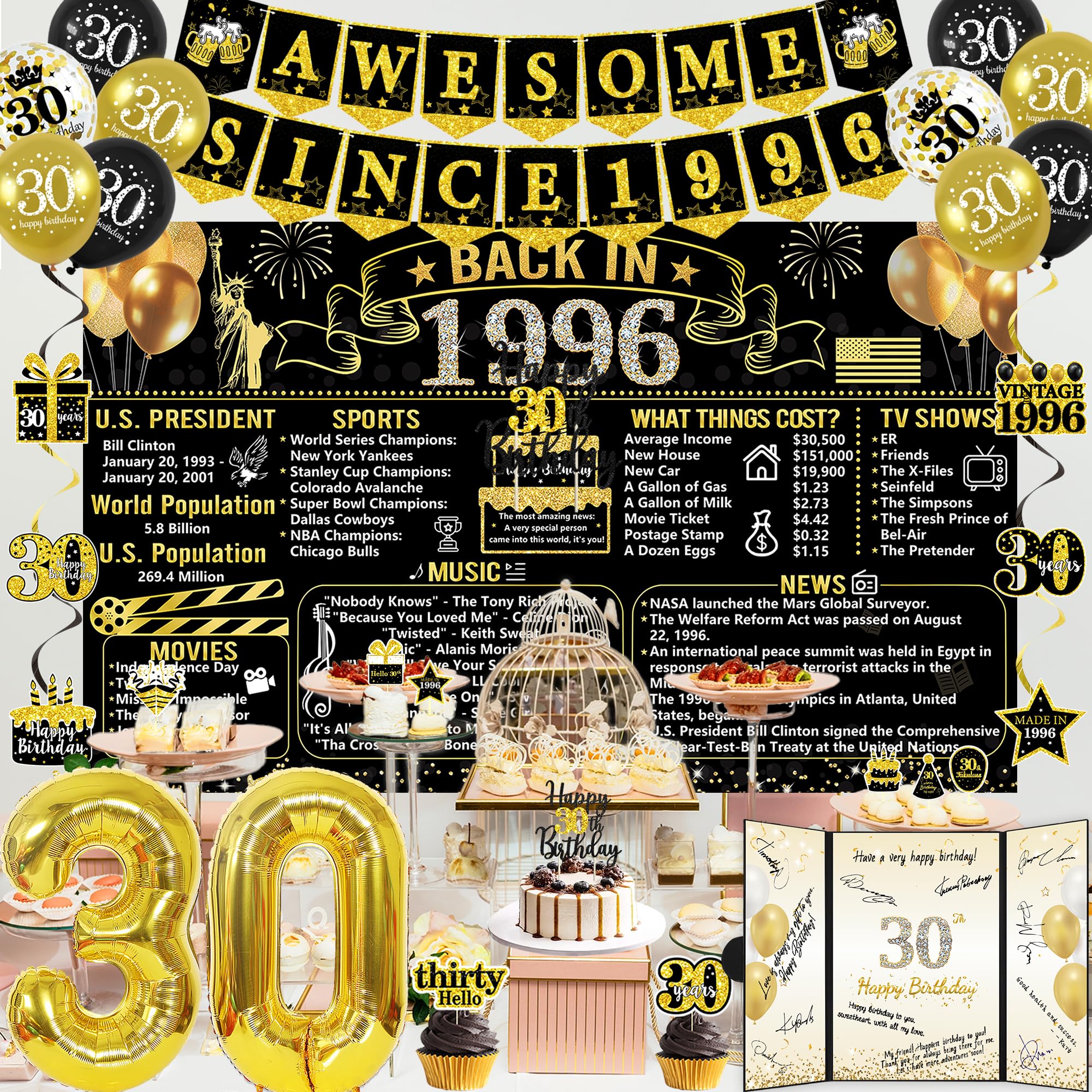 Trgowaul bouquet de ballons latex noir et or ajoutant volume et contraste