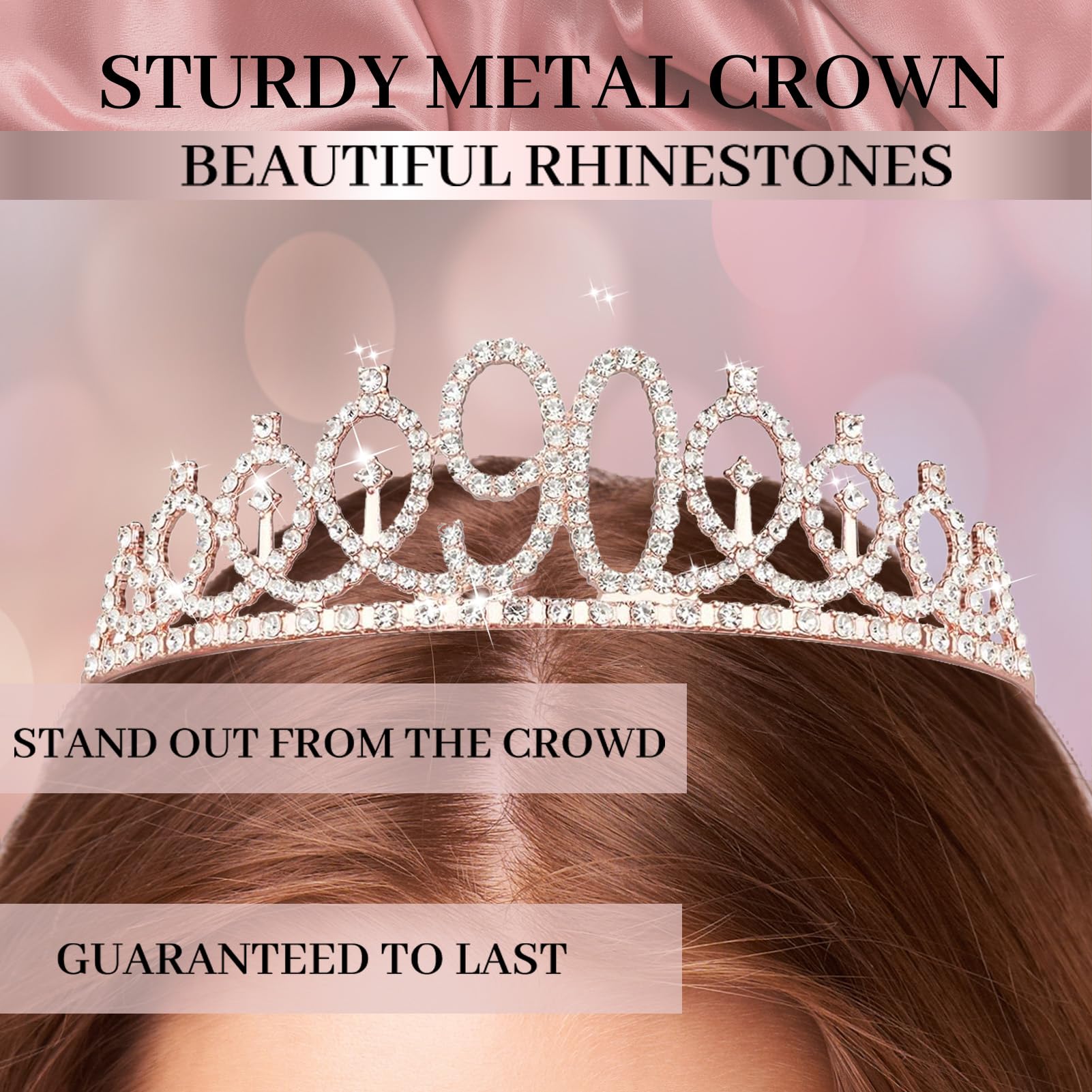 Trgowaul couronne métallique ornée de strass, maintien confortable assuré