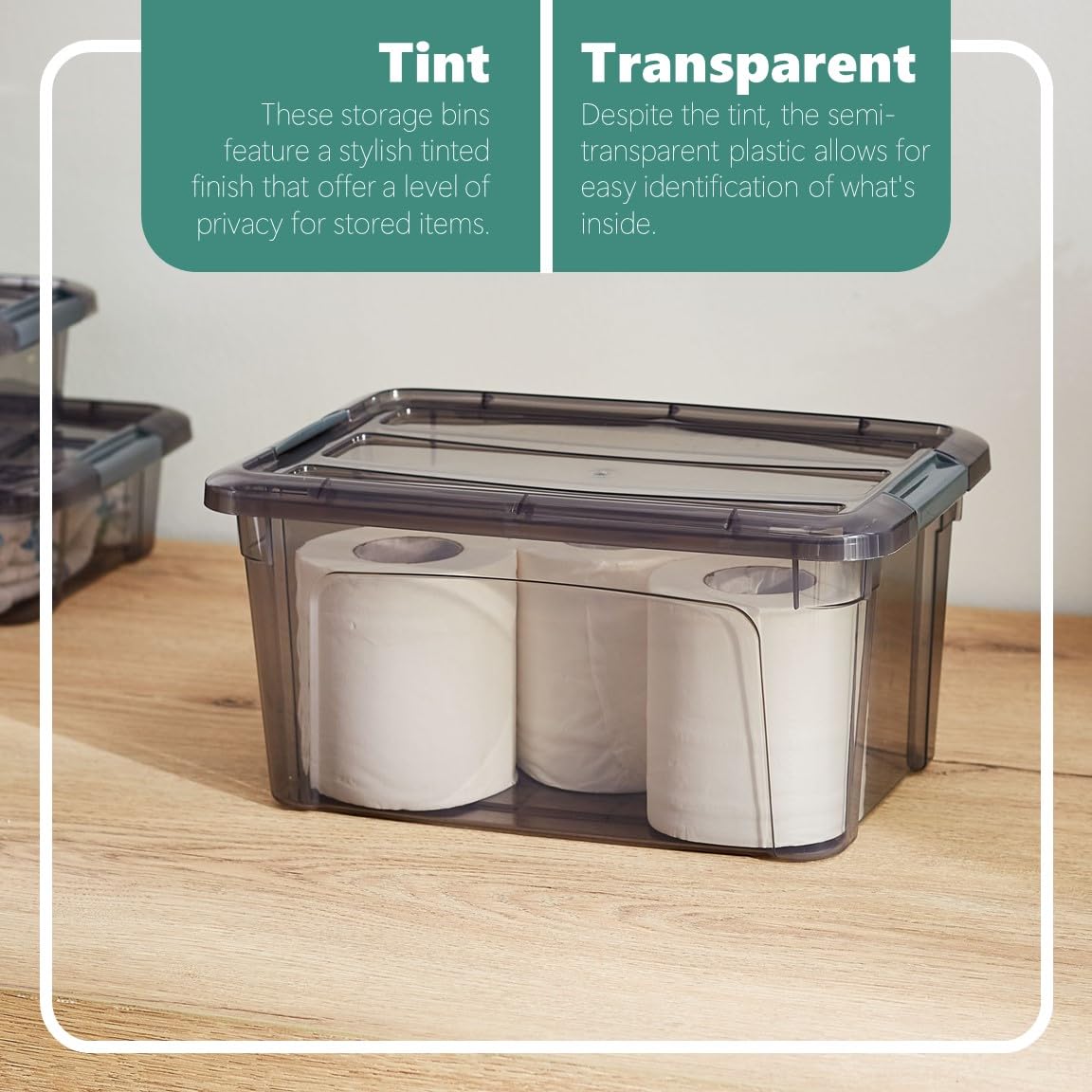 Tribello teinte translucide révélant contenu sans ouvrir, gain de temps