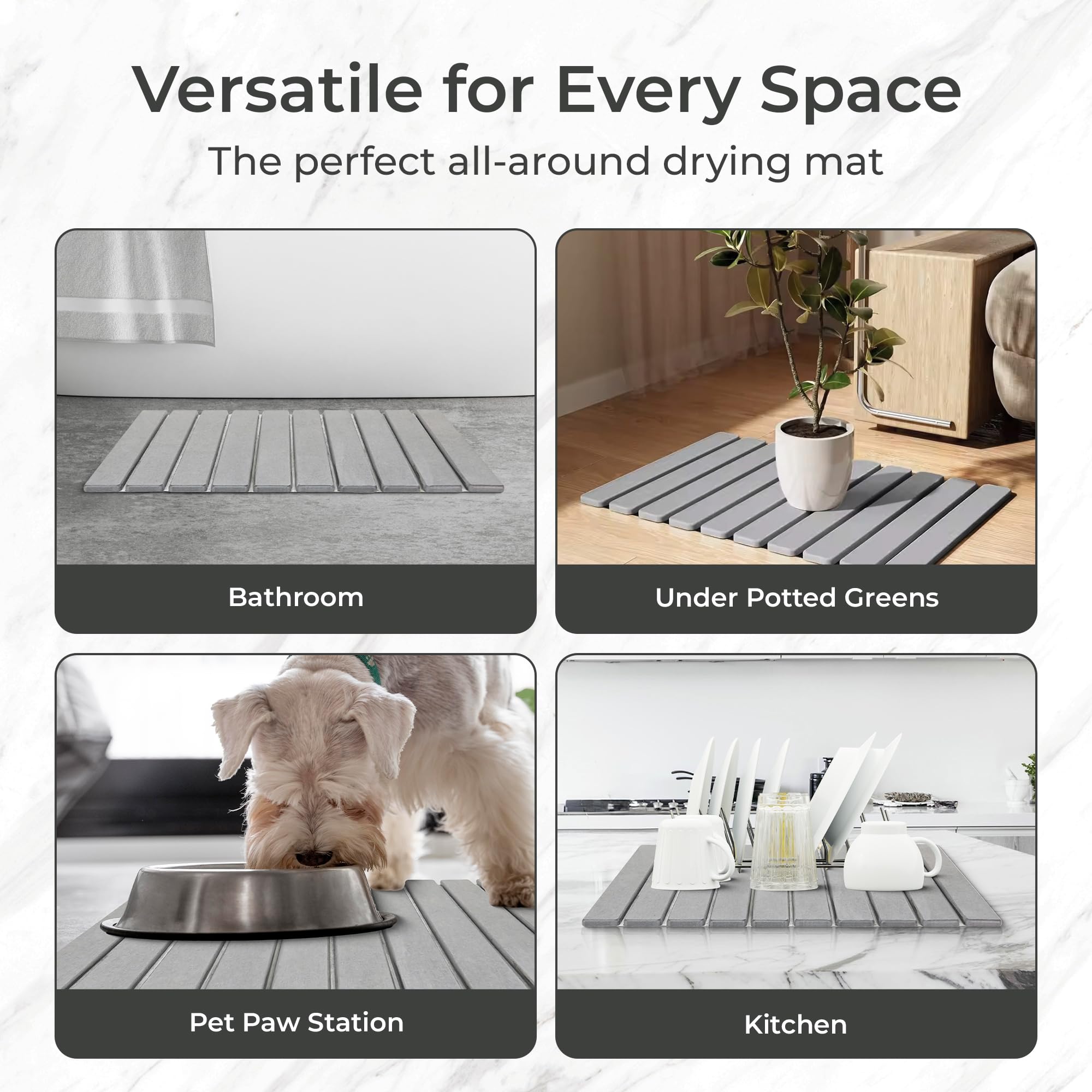 Trivelle tapis utilisé sur plan de travail montrant polyvalence comme tapis de séchage