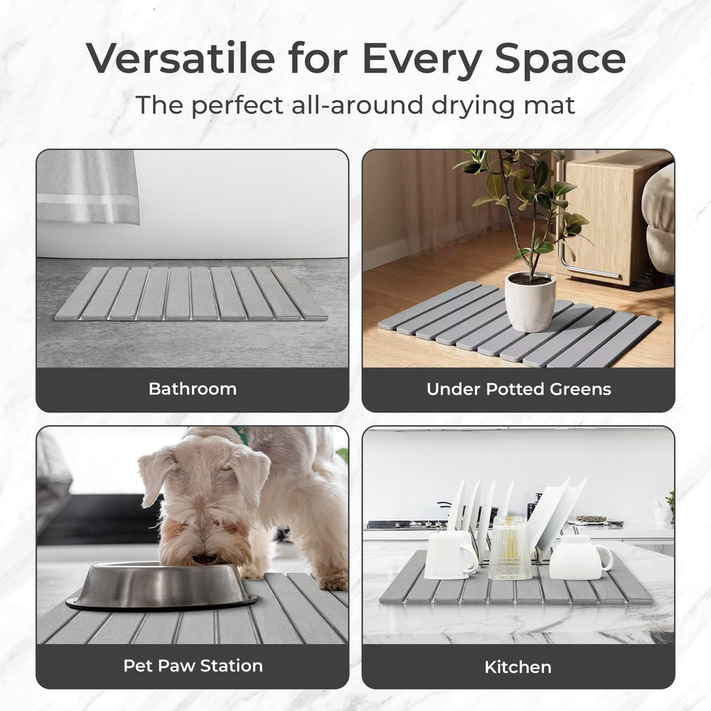 Trivelle tapis utilisé sur plan de travail montrant polyvalence comme tapis de séchage